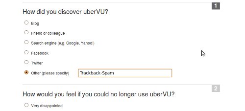 UberVU fragt nicht nach Trackbackspam