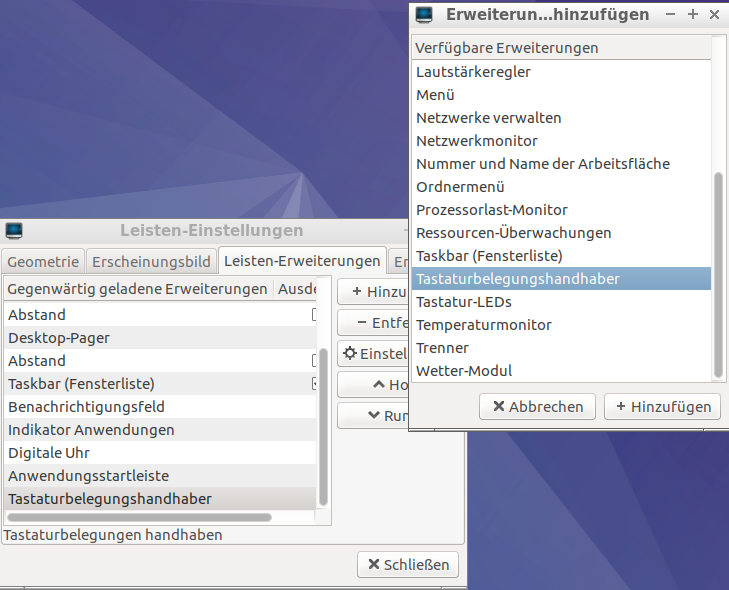 Lubuntu 16.10: Tastaturbelegung, Auswahlicon hinzufügen